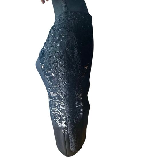 BCX Black Lace Long Sleeve Mini Dress w/ Nude Side Lining – Size 13 - Picture 3 of 8